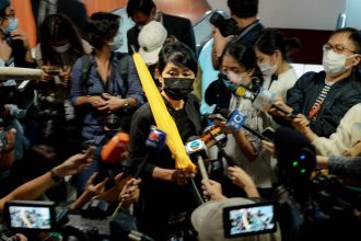 Former pro-democracy lawmaker Claudia Mo, seen here on November 12, 2020, has been released from prison in Hong Kong.