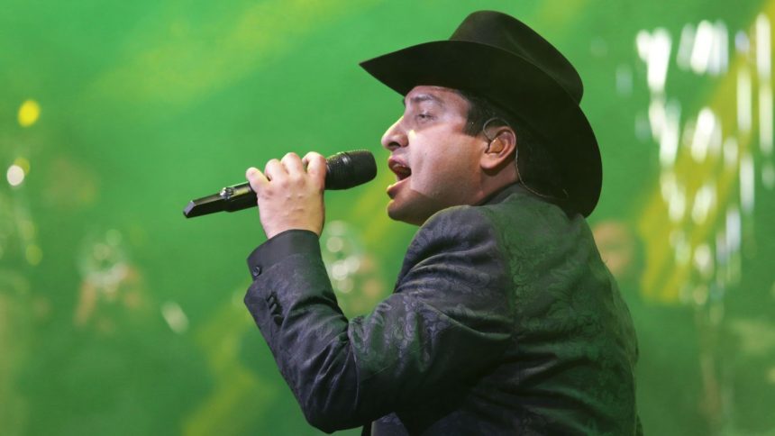 Julión Álvarez performing during a concert at Arena Monterrey on October 29, 2021 in Monterrey, Mexico.