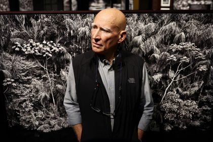 Brazilian documentary photographer Sebastião Salgado at a preview of his exhibit Amazônia at the California Science Center on October 19, 2022, in Los Angeles.