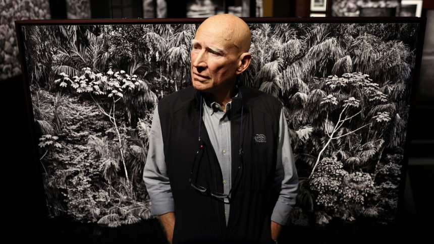 Brazilian documentary photographer Sebastião Salgado at a preview of his exhibit Amazônia at the California Science Center on October 19, 2022, in Los Angeles.