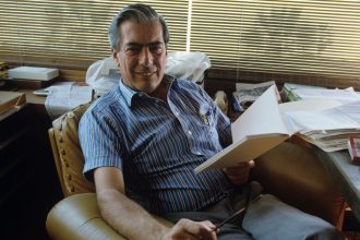 Mario Vargas Llosa at home in Lima, Peru on March 1, 1990.