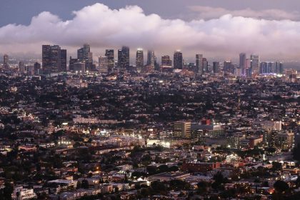 The downtown skyline of Los Angeles, California, on January 22, 2024.