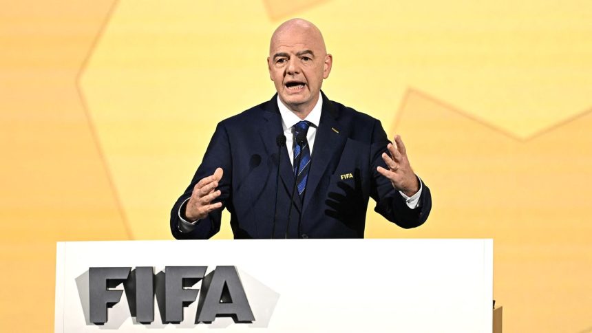 FIFA President Gianni Infantino makes a speech during the 74th FIFA Congress in Bangkok on May 17, 2024.