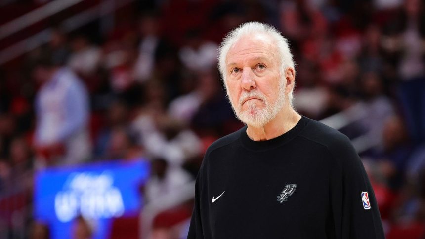 San Antonio Spurs head coach Gregg Popovich during a preseason game against the Houston Rockets in Houston on October 17.