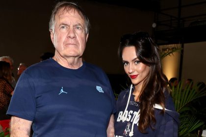 Bill Belichick and Jordon Hudson attend Michael Rubin's 2025 Fanatics Super Bowl Party at The Sugar Mill on February 8.