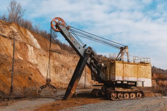 An excavator at the Zavalivskiy Graphite mine in Ukraine's Kirovohrad region.
