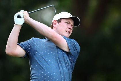 Robert MacIntyre tees off on the 11th hole at the Porsche Singapore Classic 2025 at Laguna National Golf Resort Club on March 22.