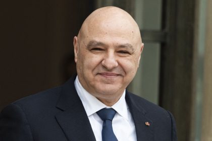 Lebanese President Joseph Aoun during an official visit at the Elysee Presidential Palace in Paris on March 28.