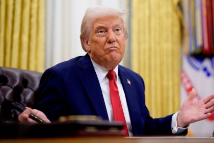 WASHINGTON, DC - MARCH 31: U.S. President Donald Trump gestures while speaking during an executive order signing event in the Oval Office of the White House on March 31, 2025 in Washington, DC. Trump has signed an executive order against ticket scalping and reforming the live entertainment ticket industry. (Photo by Andrew Harnik/Getty Images)