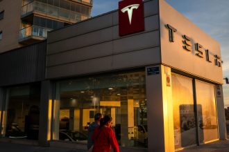 A Tesla showroom in Valencia, Spain. Sales in April have been down in markets across Europe after falling sharply in the first quarter.