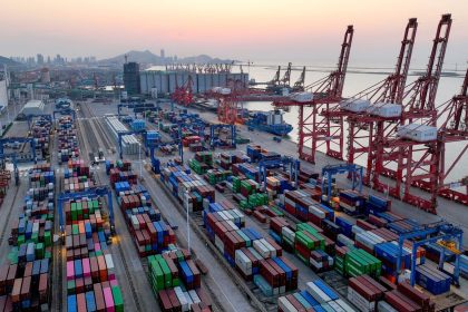 Containers are seen at the port in Lianyungang, in China's eastern Jiangsu province on May 1.