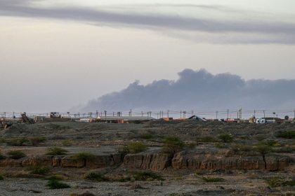 Smoke rises from the airport of Port Sudan, the seat of the Sudanese army-aligned government on the Red Sea coast, following reported attacks early on Sunday.