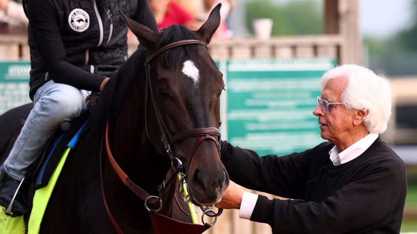 Bob Baffert, the trainer of Citizen Bull and Rodriguez, stands with Rodriguez on Thursday prior to the running of the 151st Kentucky Derby at Churchill Downs. Rodriguez was scratched from the Derby on Thursday night.
