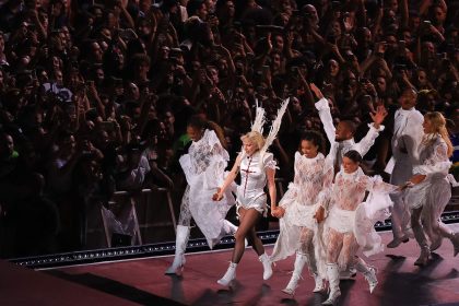 Lady Gaga performs during a show at Copacabana Beach in Rio de Janeiro, Brazil, on Saturday, May 3, 2025.