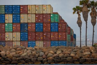 Containers at the Port of Long Beach in Long Beach, California on May 12.
