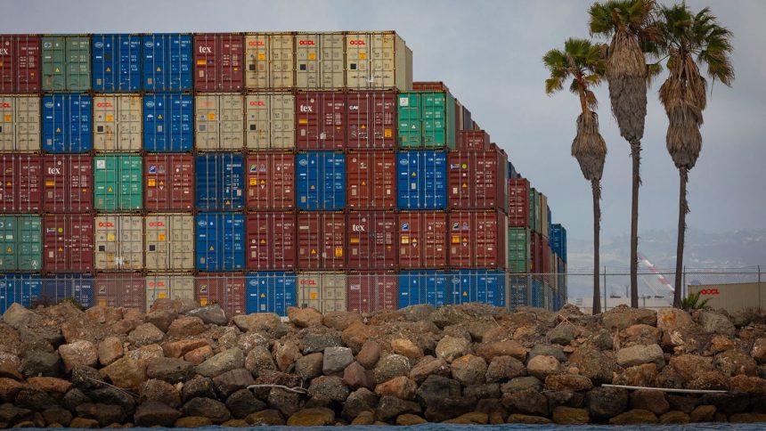 Containers at the Port of Long Beach in Long Beach, California on May 12.