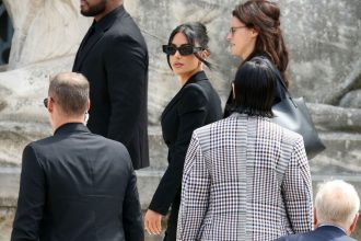 Kim Kardashian arrives at the Paris court on Tuesday.