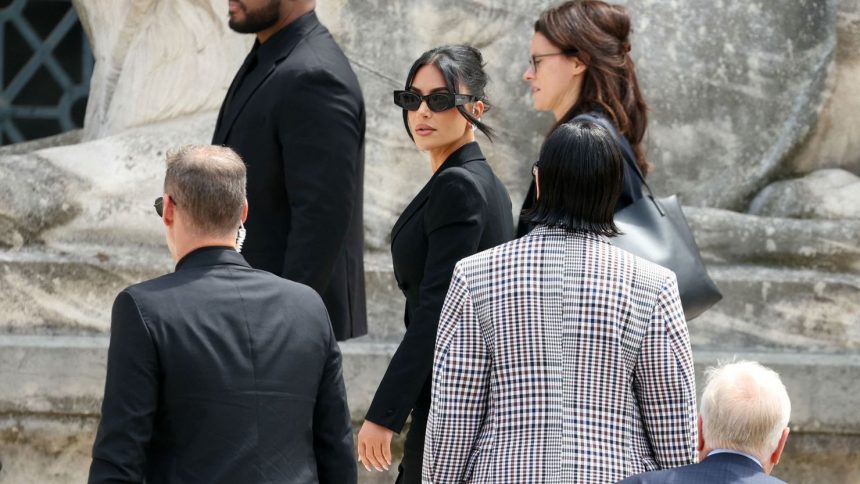 Kim Kardashian arrives at the Paris court on Tuesday.