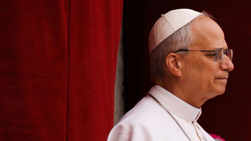 Pope Leo delivers delivers his first Sunday blessing from the balcony of St. Peter's Basilica at the Vatican on May 11.