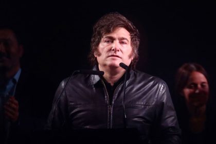 Argentina's President Javier Milei delivers a speech during a campaign rally in Buenos Aires on May 14, 2025.