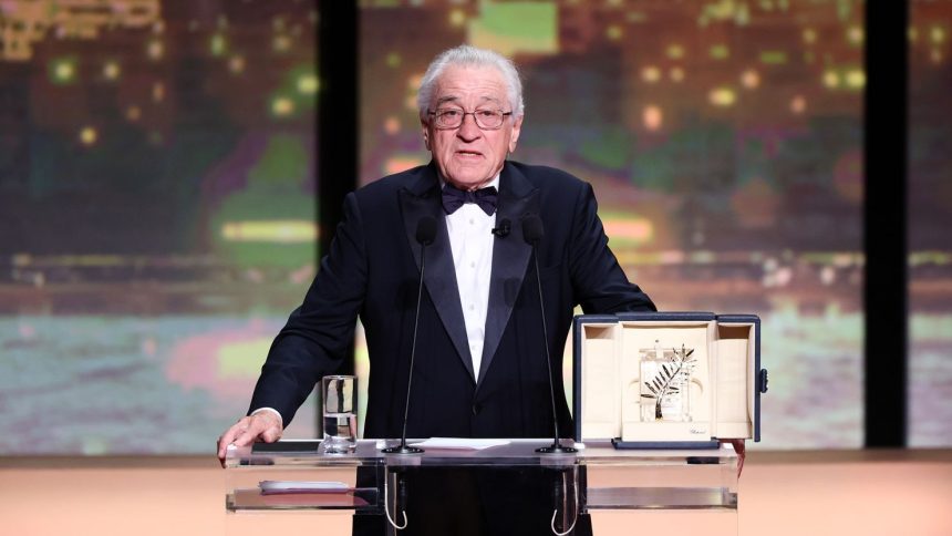 Robert De Niro pictured during his speech at the Cannes Film Festival on Tuesday.