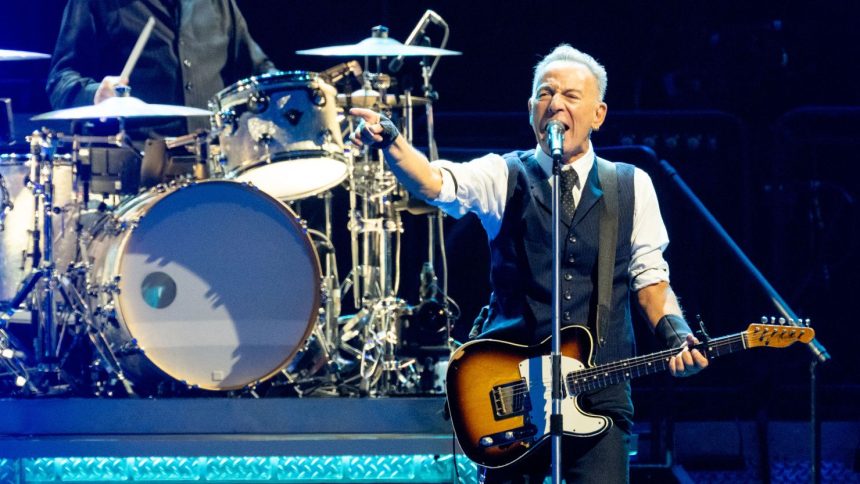 Bruce Springsteen on stage in Manchester on Wednesday.