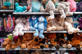 Toys are displayed on shelves in a Walmart Supercenter on May 15, 2025, in Austin, Texas.