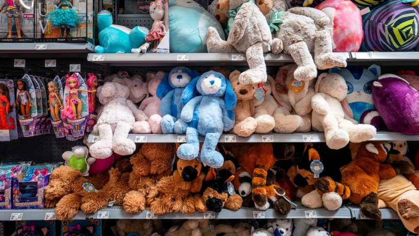 Toys are displayed on shelves in a Walmart Supercenter on May 15, 2025, in Austin, Texas.