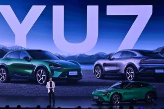 Lei Jun, co-founder and CEO of Xiaomi, speaks during the launch of the Xiaomi YU7 SUV car in Beijing on May 22, 2025.