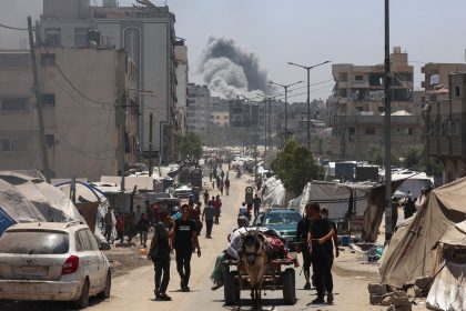 Smoke billows following Israeli strikes on Al-Tuffah neighbourhood in Gaza City on May 31, 2025.