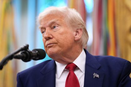 President Donald Trump speaks during a swearing in ceremony for interim US Attorney for Washington, D.C. Jeanine Pirro in the Oval Office of the White House on May 28, 2025.