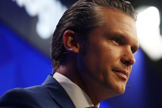 U.S. Secretary of Defense Pete Hegseth speaks in the first plenary session entitled “United States’ New Ambitions for Indo-Pacific Security” during the 22nd IISS Shangri-La Dialogue at the Shangri-La Hotel on May 31, 2025 in Singapore.