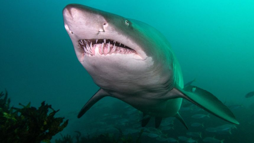 A photo of a grey nurse shark taken by scuba diver Sarah Han-de-Beaux near Bondi Beach in 2021.