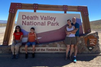 David Pereira, right, and his family visited Death Valley National Park during a previous trip to the United States. He recently canceled plans to visit Yellowstone National Park.