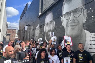 People gather to demand the release of US hostages detained abroad in Washington, DC, on April 30.
