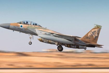 An Israeli Air Force F-15 fighter jet takes off to strike Houthi targets in Yemen, on Monday, May 5.
