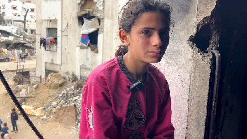 Tareq Al Hilou in Gaza (with Abeer Salman in Jerusalem) managed to follow one family on a quest to find something to drink and eat. Tareq spent a day with a young girl who sources drinking water for her family, including a baby sister, by carrying heavy buckets of water into their half destroyed home. When he came back to film more a few days later, he found out the baby has died of malnutrition.