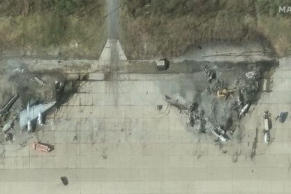 This satellite image shows destroyed Tu-95 strategic bombers on June 4, following Ukraine's drone strikes on Russia's Olenya Air Base.