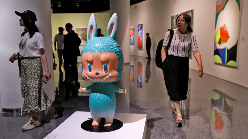 The Labubu figurine was sold at an auction held exclusively for the toys in Beijing.