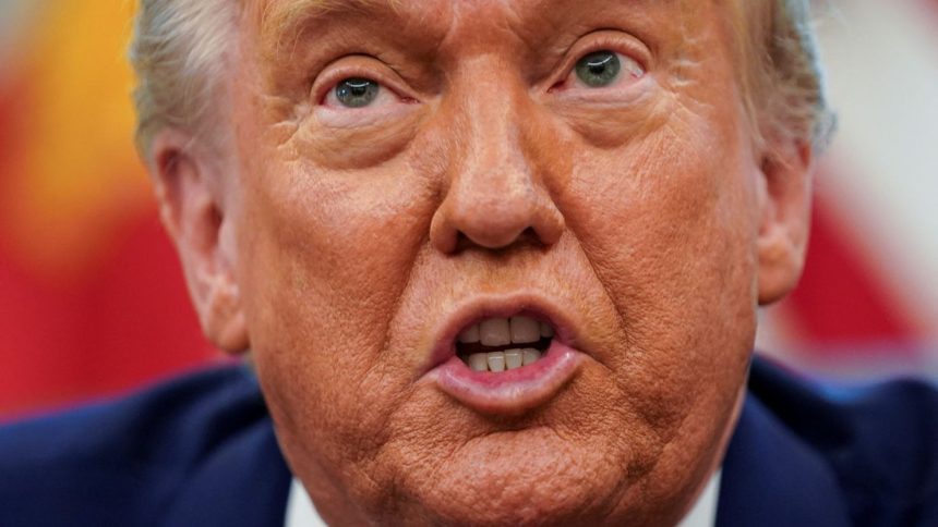 US President Donald Trump speaks in the Oval Office at the White House in Washington, D.C., on Tuesday.