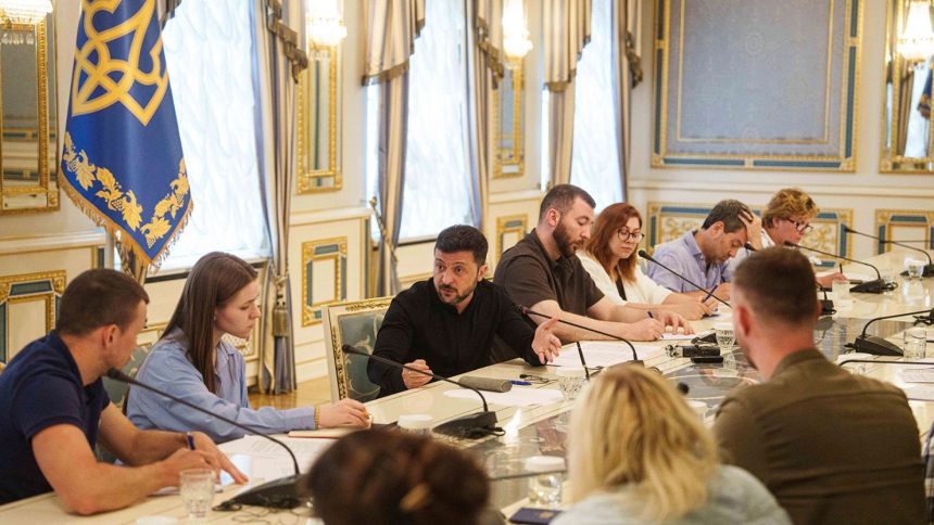 Ukrainian President Volodymyr Zelenskyy speaks to journalists during a press conference in Kyiv, Ukraine, on Wednesday, June 4, 2025.