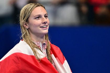 Canada's Summer McIntosh pictured celebrating during the Paris 2024 Olympic Games.