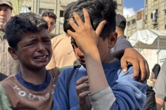 The relatives of Palestinians who lost their lives after Israeli forces opened fire on a crowd gathered at an aid distribution point in Khan Younis, Gaza, on Tuesday.