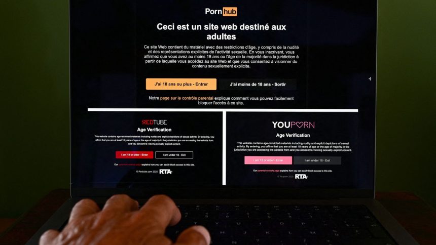 People in France are no longer able to access pornographic sites Pornhub, Youporn and Redtube. Picture taken in Beziers, France, on June 4, 2025.