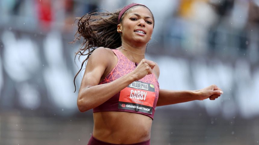 Olympian Thomas said she was verbally abused by a man who shouted personal insults at her at the Philadelphia Grand Slam Track Meet.