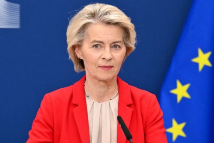 European Commission President Ursula von der Leyen announces a new package of sanctions against Russia at the EU headquarters in Brussels on June 10, 2025.
