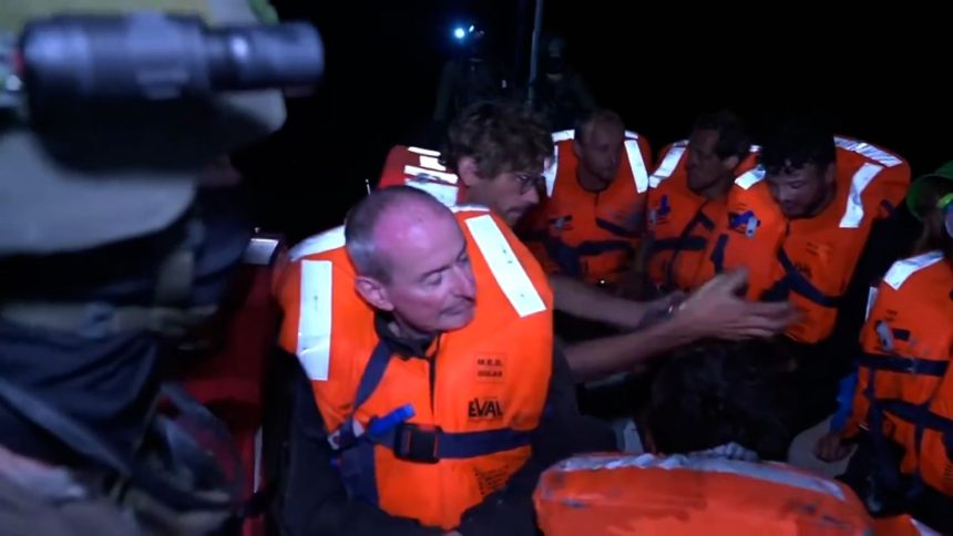 This handout image from Israel's foreign ministry shows Freedom Flotilla Coalition aid activists after their vessel was boarded by Israel's military